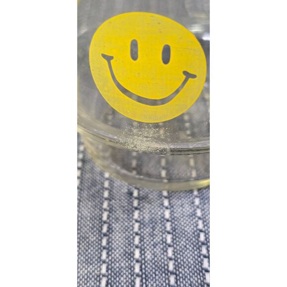 Vintage Libbey 1960s Yellow & Green Smiley Face Stackable (4) Glass Tumblers - Picture 3 of 5